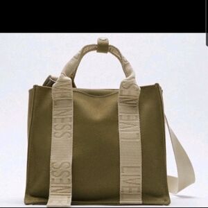 Zara Small Army Color Canvas Tote